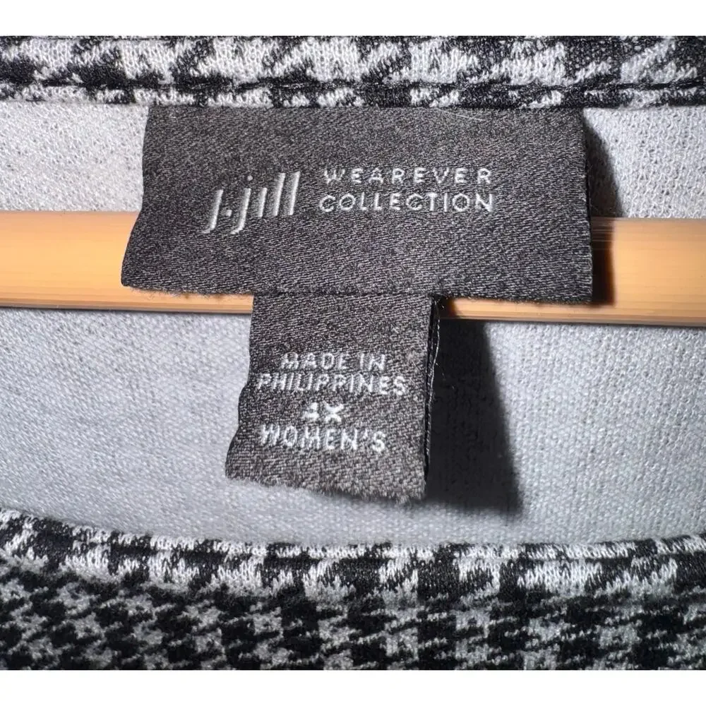 J Jill Wearever Houndstooth 1/2 Sleeve Top Women's‎ 4x Relaxed Work Career Soft